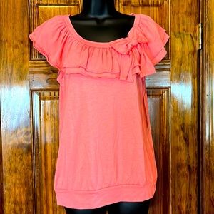 NWT Coral Ruffle Bow Top